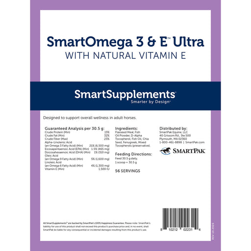 SmartEquine SmartOmega 3 & E Ultra Wellness Support for Horses - SMAEA - 3.8 lb - 2