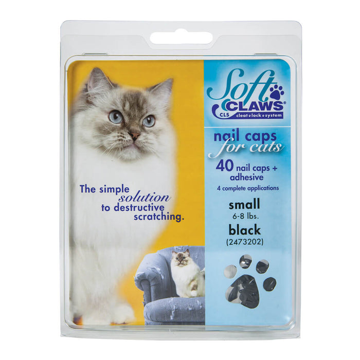 Soft Claws Nail Caps for Cats, 40 ct - 008SH-73202 - Black - Small - 36