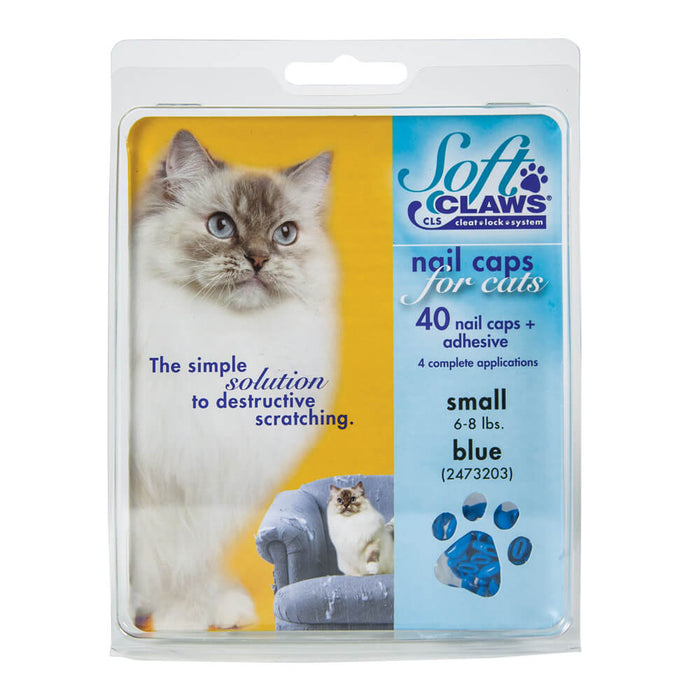 Soft Claws Nail Caps for Cats, 40 ct - 008SH-73203 - Blue - Small - 28