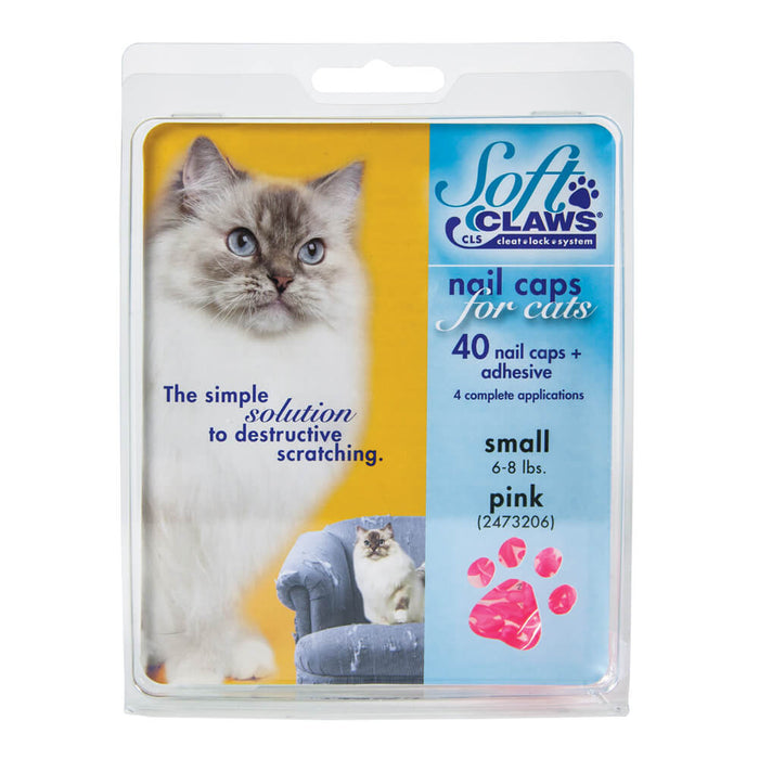 Soft Claws Nail Caps for Cats, 40 ct - 008SH-73206 - Pink - Small - 34