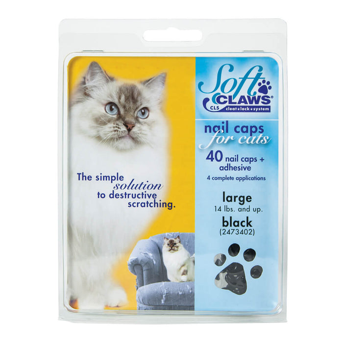 Soft Claws Nail Caps for Cats, 40 ct - 008SH-73402 - Black - Large - 25