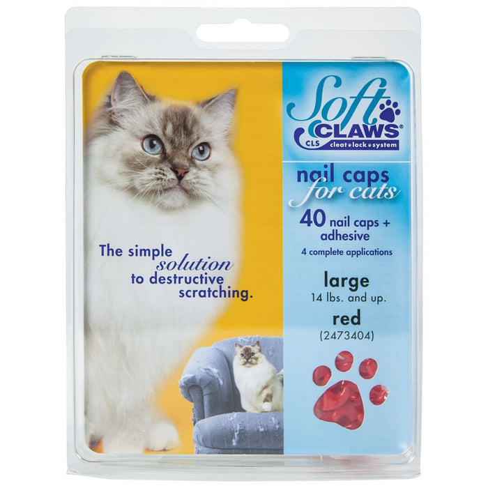 Soft Claws Nail Caps for Cats, 40 ct - 008SH-73404 - Red - Large - 43