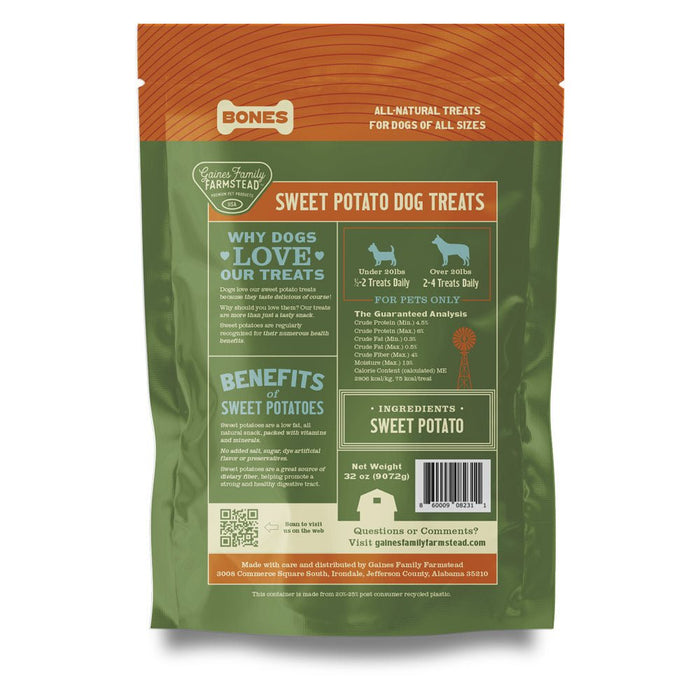 Sweet Potato Bones Dog Treats – All Natural, Limited Ingredient, Oven - Baked, Made in USA - GFF7 - Sweet Potato - 14 oz - 29
