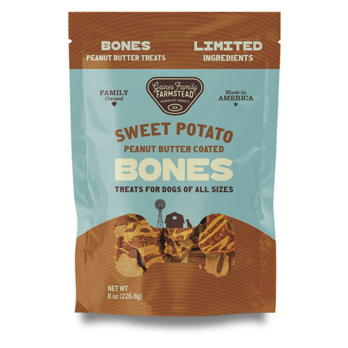 Sweet Potato Bones Dog Treats – All Natural, Limited Ingredient, Oven - Baked, Made in USA - GFFB - Peanut Butter and Sweet Potato - 8 oz - 9