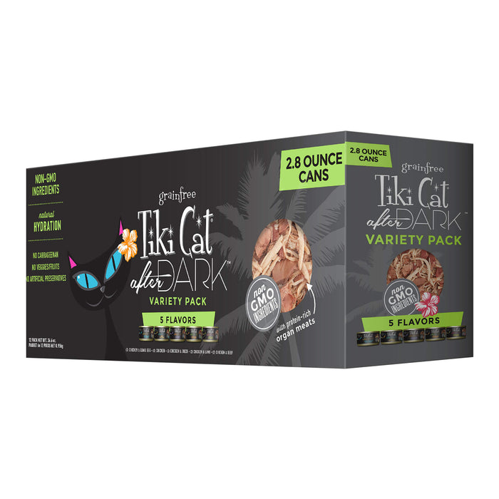 Tiki Cat After Dark Wet Cat Food, Variety Pack - 2PUT - 2.8oz, 12 ct - 1