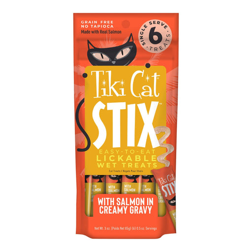 Tiki Cat Stix Wet Cat Treats, Salmon, Case of 12 (6 ct) - 2PWA - 3oz, 6 ct - Case of 12 - Salmon - 1