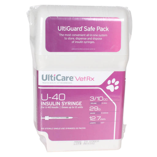 UltiCare U - 40 Insulin Syringes with Sharps Container, 100 Count - 01101UC-03CC - 3/10 cc w/ 29G x 1/2" - 1