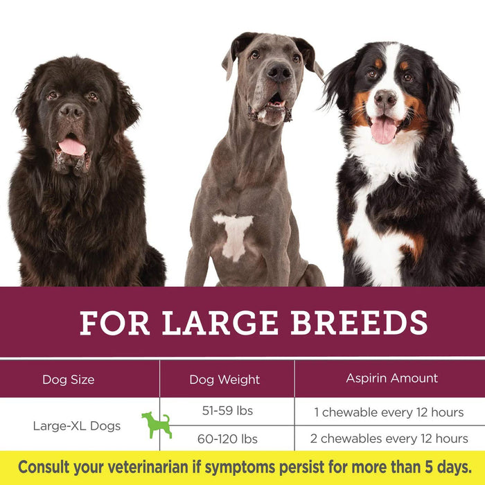 Vetality Canine Aspirin – Liver - Flavored Chewable Tablets – Temporary Relief for Aches, Inflammation, and Fever in Dogs - TVB3V - Large to XLarge Dogs (300 mg) - Liver - 120 ct - 11
