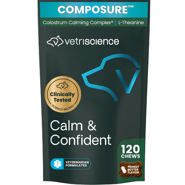 VetriScience Calm & Confident Peanut Butter-Flavored Calming Chews for Dogs, 120 Count - VS31 - Peanut Butter - 120 Chews - 1