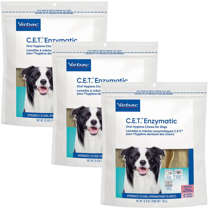 Virbac C.E.T. Enzymatic Oral Chews for Dogs - 018VR-02088-3-1 - 26 - 50 lbs - 3 pk - 10