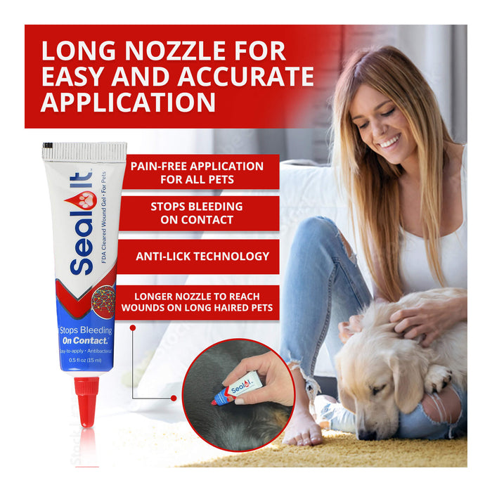 Wash It Pet Wound Wash and Seal It Pet Wound Gel Combination Pack - SIAD - .5oz and 4oz - 4