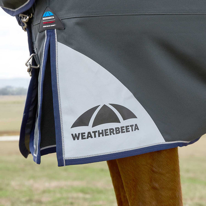 WeatherBeeta ComFiTec Ultra Detach - A - Neck Heavy Weight Turnout Blanket for Horses - 1800D, 360g Polyfill, Waterproof & Breathable - KOBA2 - Charcoal - 69" - 360 g - 4