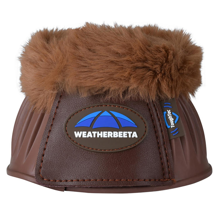 WeatherBeeta Tough - Tec Prime Fleece Trim Rubber Bell Boots for Horses - KOAE3 - Brown/Brown - Small - 2 ct - 13