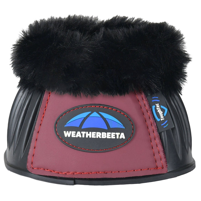 WeatherBeeta Tough - Tec Prime Fleece Trim Rubber Bell Boots for Horses - KOAE6 - Black/Burgundy - Small - 2 ct - 18