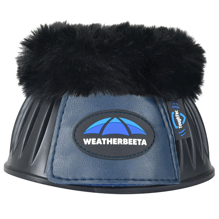 WeatherBeeta Tough - Tec Prime Fleece Trim Rubber Bell Boots for Horses - KOAE9 - Black/Navy - Small - 2 ct - 22