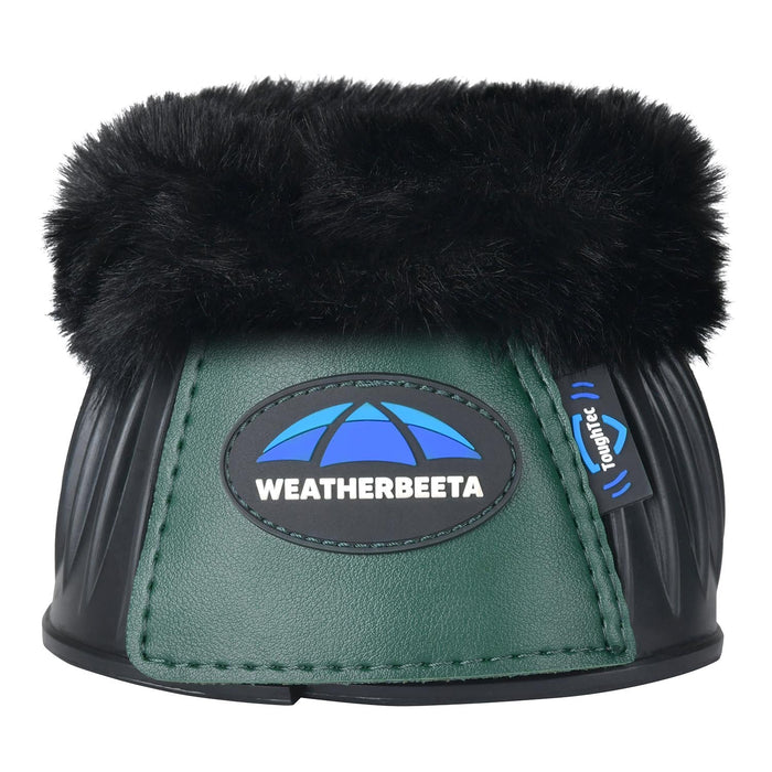 WeatherBeeta Tough - Tec Prime Fleece Trim Rubber Bell Boots for Horses - KOAEF - Black/Forest Green - Small - 2 ct - 32