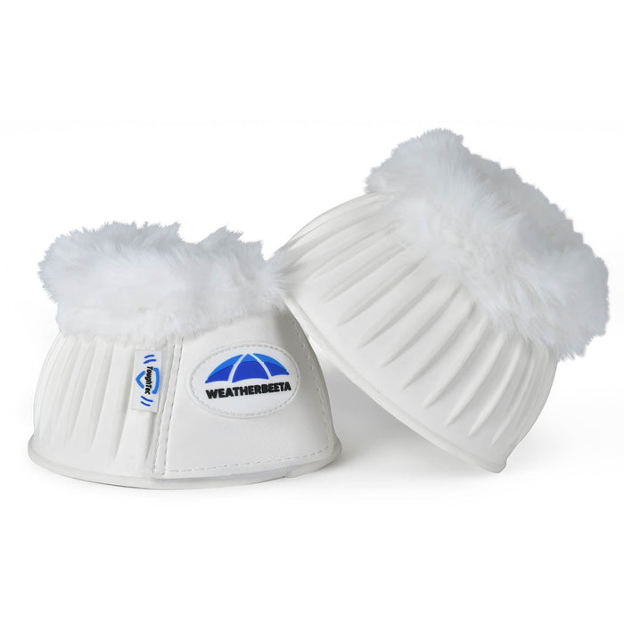 WeatherBeeta Tough - Tec Prime Fleece Trim Rubber Bell Boots for Horses - KOAEJ - White/White - Small - 2 ct - 35