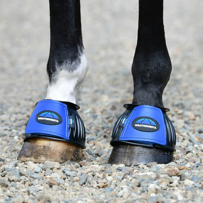WeatherBeeta Tough - Tec Prime Rubber Bell Boots for Horses - KOADL - Black/Cobalt - Small - 2 ct - 25