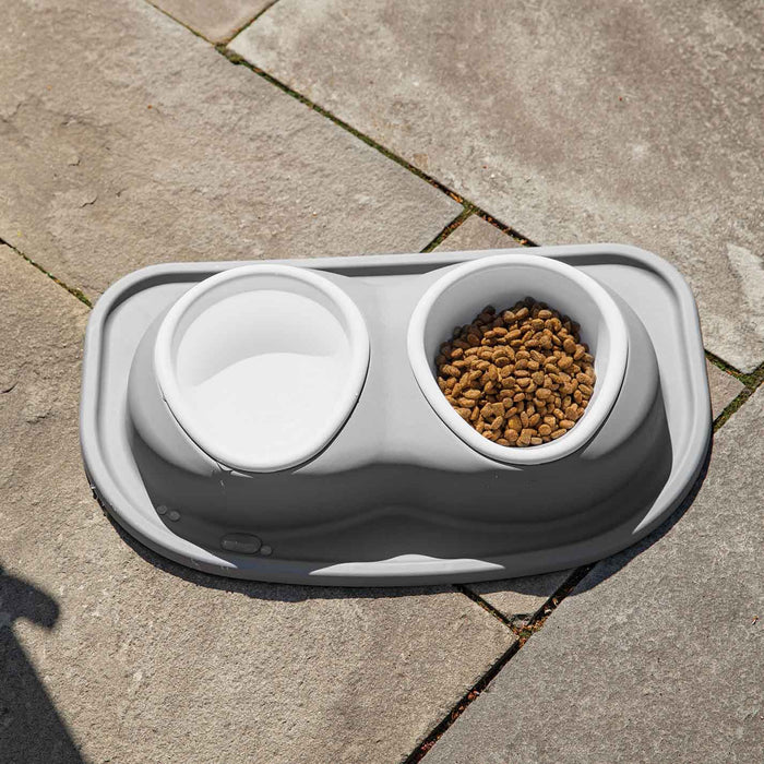 WeatherTech Double Low Pet Feeding System, Plastic Bowls - WTD32 - Dark Grey - 8 oz - 6