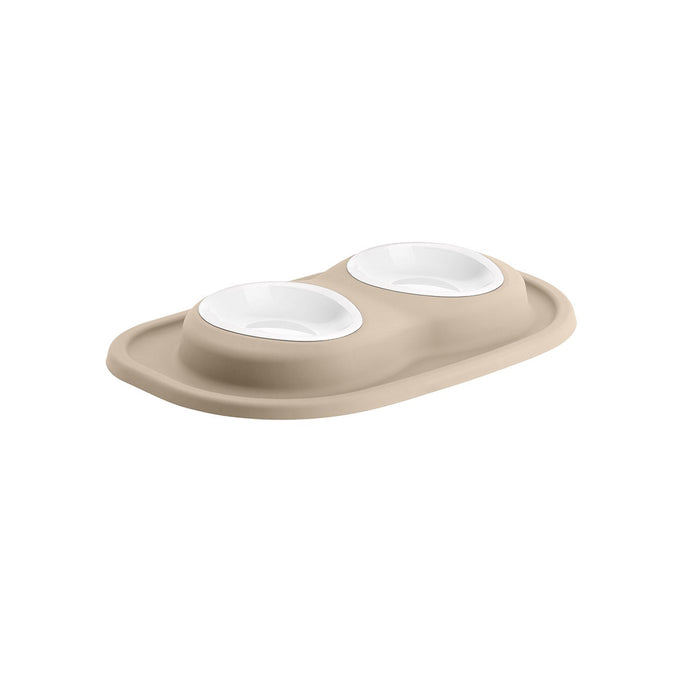 WeatherTech Double Low Pet Feeding System, Plastic Bowls - WTD34 - Tan - 8 oz - 9
