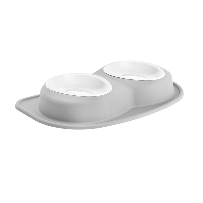 WeatherTech Double Low Pet Feeding System, Plastic Bowls - WTD3F - Light Grey - 96 oz - 20