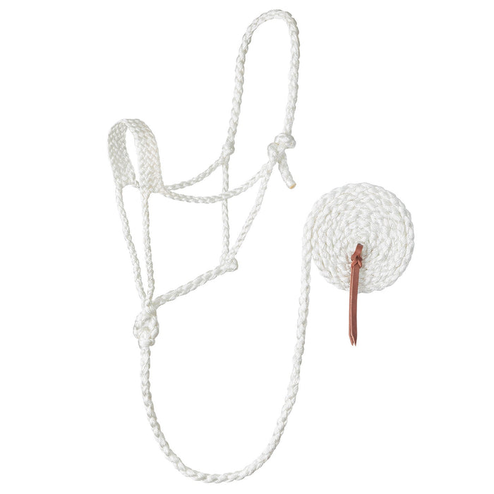 Weaver Braided Poly Rope Horse Halter with Lead - WLCPD - White - 10' - 2