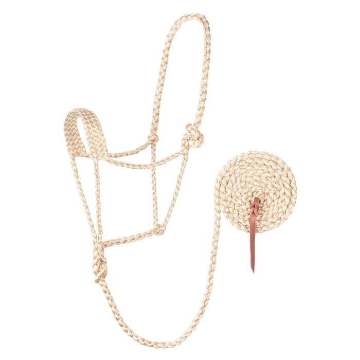 Weaver Braided Poly Rope Horse Halter with Lead - WLCPE - Tan - 10' - 3