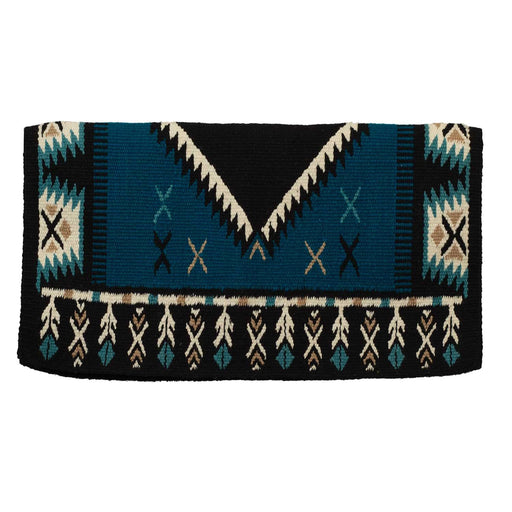Weaver New Zealand Wool Show Saddle Blanket for Horses, 4.5 lbs - WLCQX - Turquoise & Cream - 4.5 lb - 34" x 38" - 2