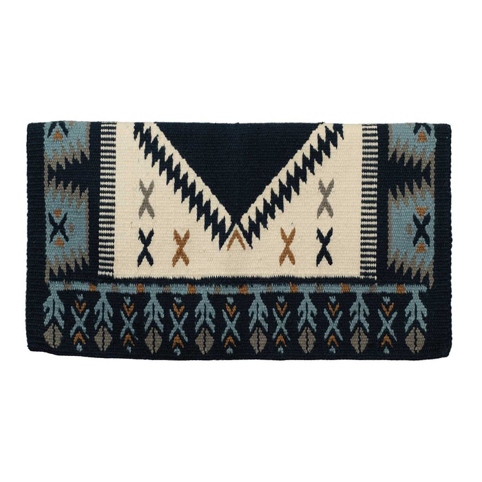 Weaver New Zealand Wool Show Saddle Blanket for Horses, 4.5 lbs - WLCR1 - Navy, Cream & Light Blue - 4.5 lb - 34" x 38" - 5