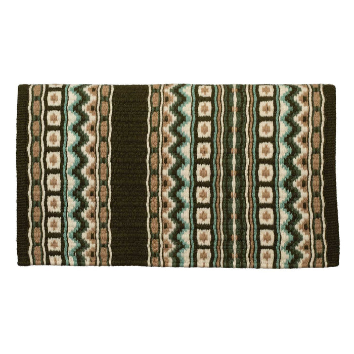 Weaver New Zealand Wool Show Saddle Blanket for Horses, 6 lbs - WLCQU - Olive Green, Sand & Cream - 6 lb - 34" x 38" - 5