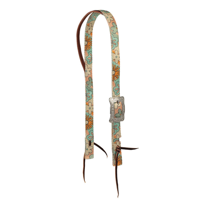 Weaver Patterned Nylon Split Ear Headstall for Horses - WLC86 - Retro Flower - 3