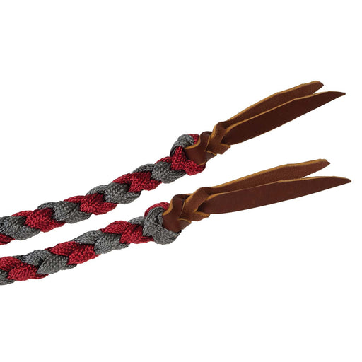 Weaver Polyester Braided Split Reins for Horses - WLC8L - Dark Red & Charcoal - 1/2" x 8' - 2