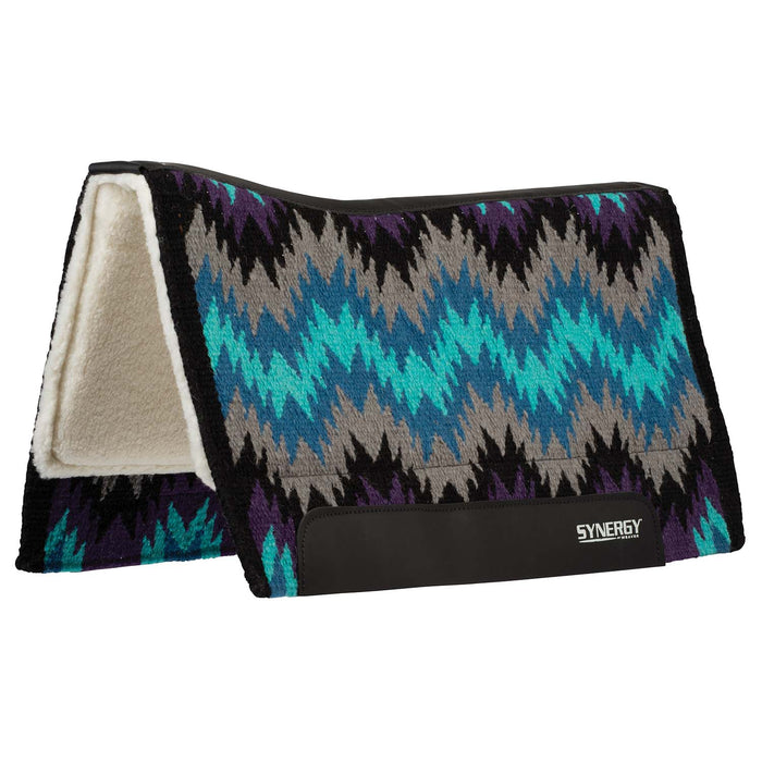 Weaver Synergy Contoured Performance Wool & Felt "Stampede" Saddle Pad - WLCPK - 32" x 34" - Gray & Purple - 3