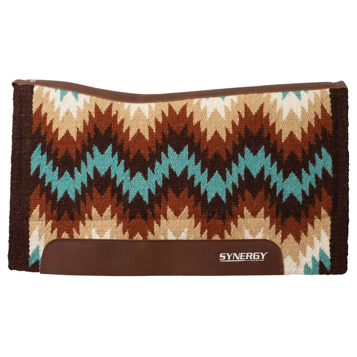 Weaver Synergy Contoured Performance Wool & Felt "Stampede" Saddle Pad - WLCPM - 32" x 34" - Brown & Sand - 6