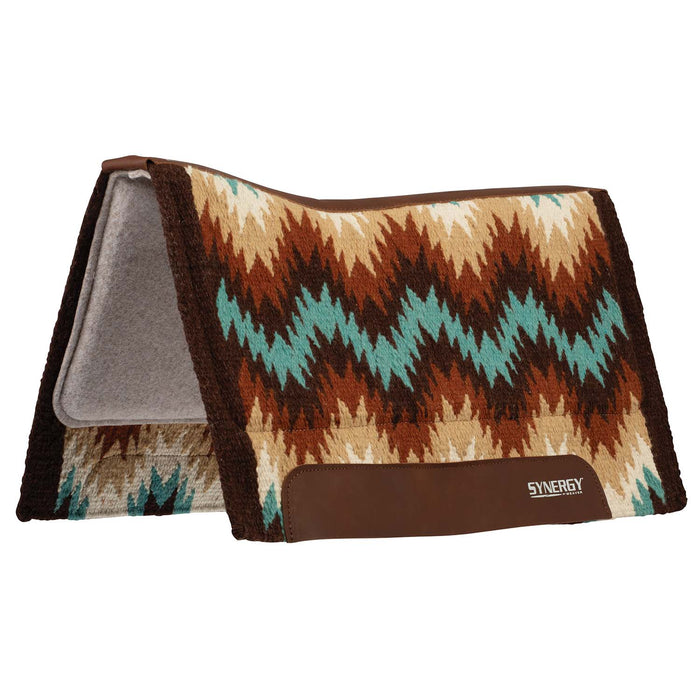 Weaver Synergy Contoured Performance Wool & Felt "Stampede" Saddle Pad - WLCPM - 32" x 34" - Brown & Sand - 5