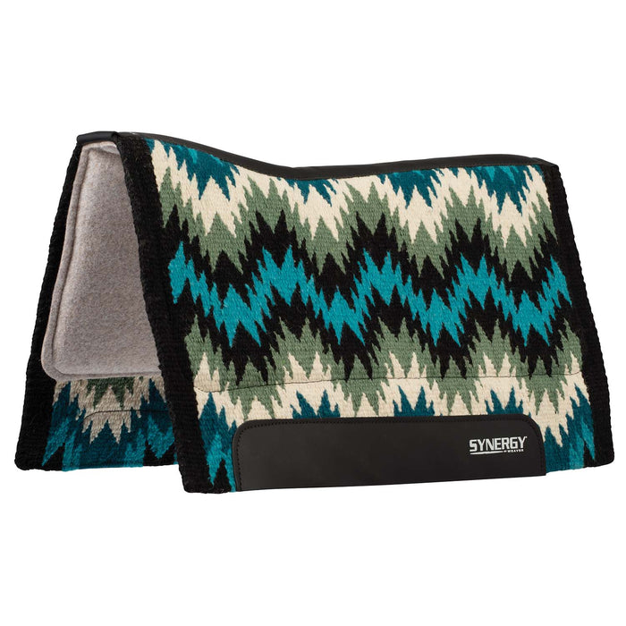 Weaver Synergy Contoured Performance Wool & Felt "Stampede" Saddle Pad - WLCPN - 32" x 34" - Green & Cream - 7