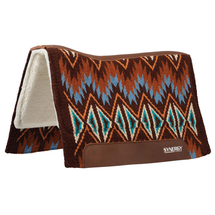 Weaver Synergy Contoured Performance Wool & Fleece "Quest" Saddle Pad - WLCQA - 33" x 38" - Brown & Blue - 2