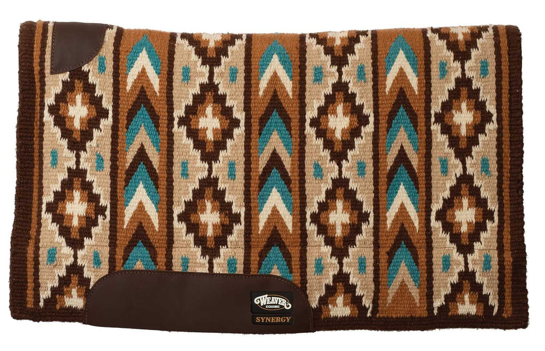 Weaver Synergy New Zealand Wool Blanket Top Saddle Pad - WLCQK - 33" x 38" - Chestnut, Buckskin & Turq - 2