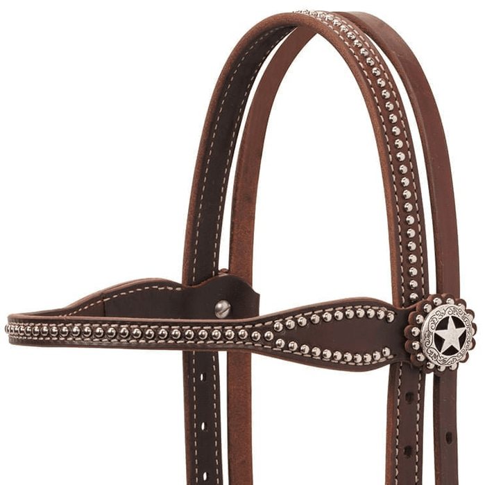 Weaver Texas Star Oiled Canyon Rose Harness Leather Browband Headstall, Full - WLC2AN - 3