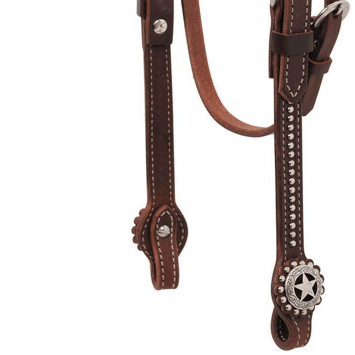 Weaver Texas Star Oiled Canyon Rose Harness Leather Browband Headstall, Full - WLC2AN - 4
