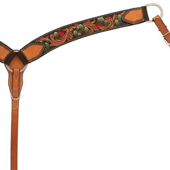 Weaver Turquoise Cross Cactus Contoured Breast Collar - W2AF8 - Brown - Horse - 3