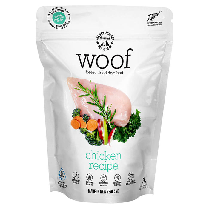 Woof Chicken Freeze Dried Gluten & Grain Free Dry Dog Food, 9.9 oz - 030NZ-WFD280C - 9.9oz - Chicken - 1