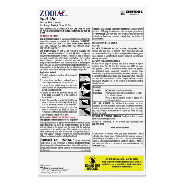 Zodiac Spot On Flea & Tick Control for Dogs & Puppies - FAAA9 - Puppies, Toys and Miniature Dogs (7 - 15 lbs) - 4 ct (4 Month Supply) - 2