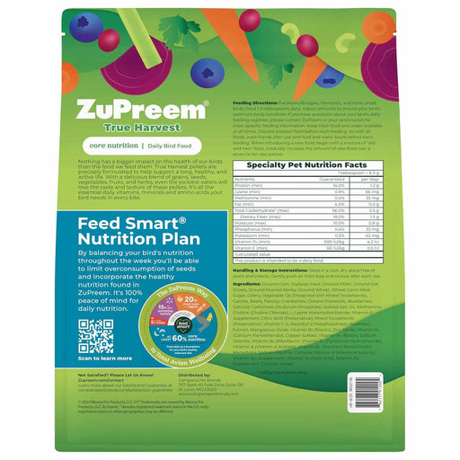 ZuPreem Natural Premium Daily Bird Food – Complete Pelleted Nutrition - NAA3 - Small Birds - 2.25 lbs - 2